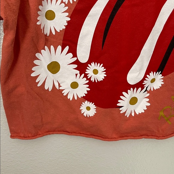 The Rolling Stones orange daisy crop band graphic tee M - Picture 5 of 6